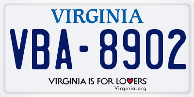 VA license plate VBA8902
