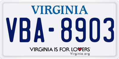 VA license plate VBA8903