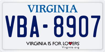 VA license plate VBA8907