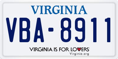 VA license plate VBA8911