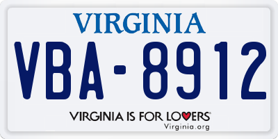 VA license plate VBA8912