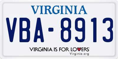 VA license plate VBA8913