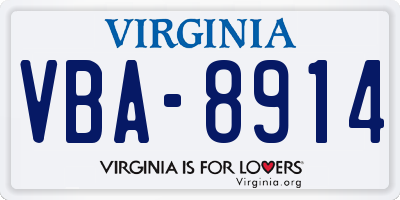 VA license plate VBA8914