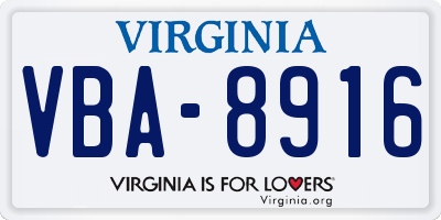 VA license plate VBA8916