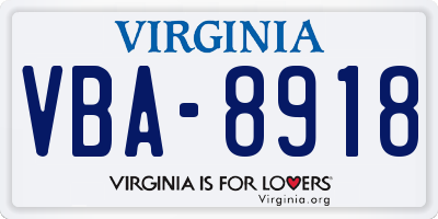 VA license plate VBA8918