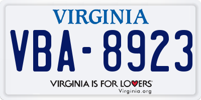 VA license plate VBA8923