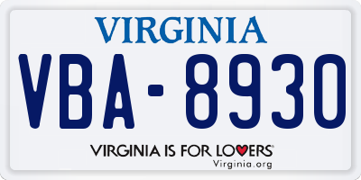 VA license plate VBA8930