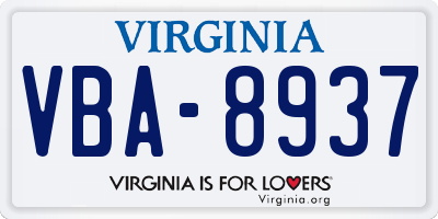 VA license plate VBA8937