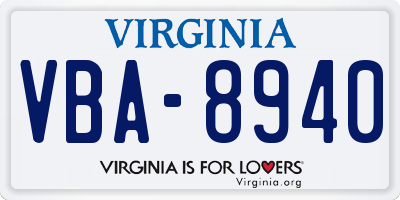 VA license plate VBA8940