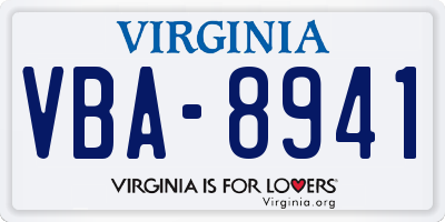 VA license plate VBA8941