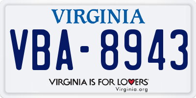 VA license plate VBA8943
