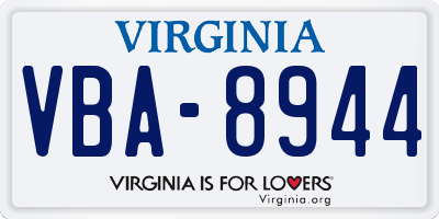 VA license plate VBA8944
