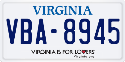 VA license plate VBA8945