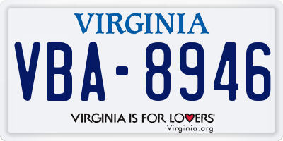 VA license plate VBA8946