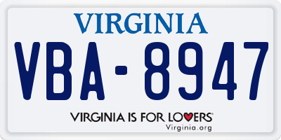 VA license plate VBA8947