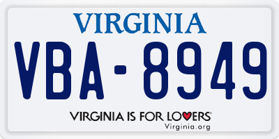 VA license plate VBA8949