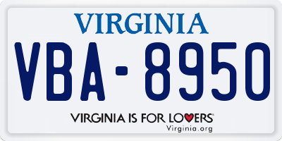VA license plate VBA8950