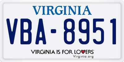 VA license plate VBA8951