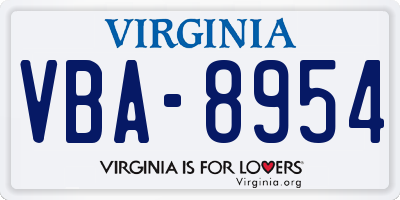 VA license plate VBA8954