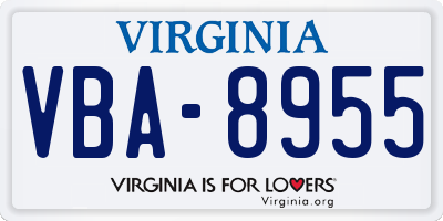 VA license plate VBA8955