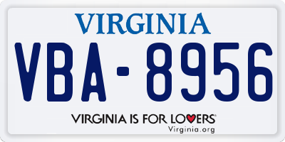 VA license plate VBA8956