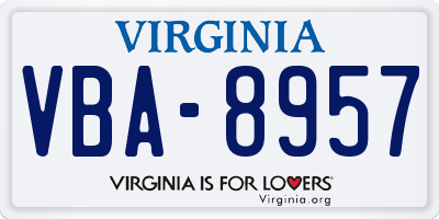 VA license plate VBA8957