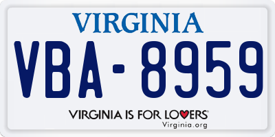 VA license plate VBA8959