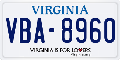 VA license plate VBA8960