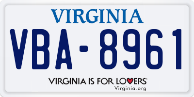 VA license plate VBA8961