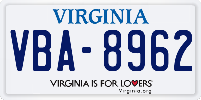 VA license plate VBA8962