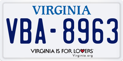 VA license plate VBA8963
