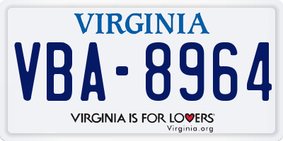 VA license plate VBA8964