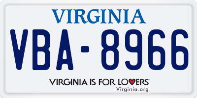 VA license plate VBA8966