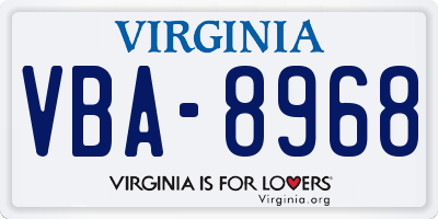 VA license plate VBA8968