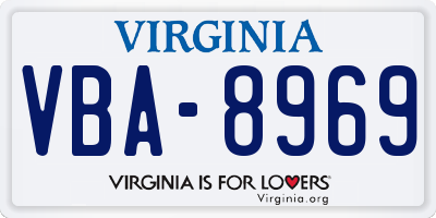 VA license plate VBA8969