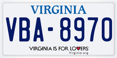 VA license plate VBA8970