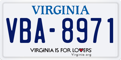 VA license plate VBA8971