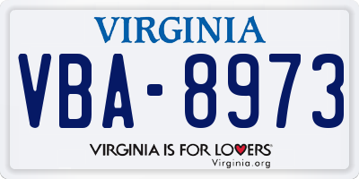 VA license plate VBA8973