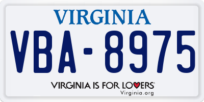 VA license plate VBA8975
