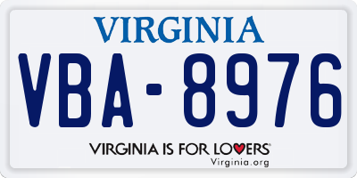 VA license plate VBA8976