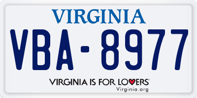 VA license plate VBA8977