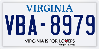 VA license plate VBA8979