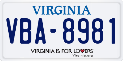 VA license plate VBA8981