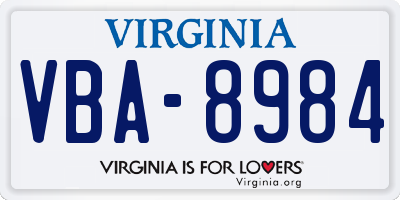 VA license plate VBA8984