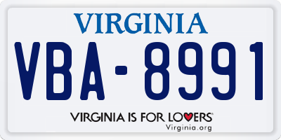 VA license plate VBA8991