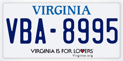 VA license plate VBA8995