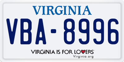 VA license plate VBA8996