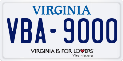 VA license plate VBA9000