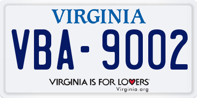 VA license plate VBA9002