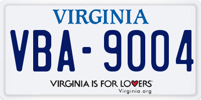 VA license plate VBA9004